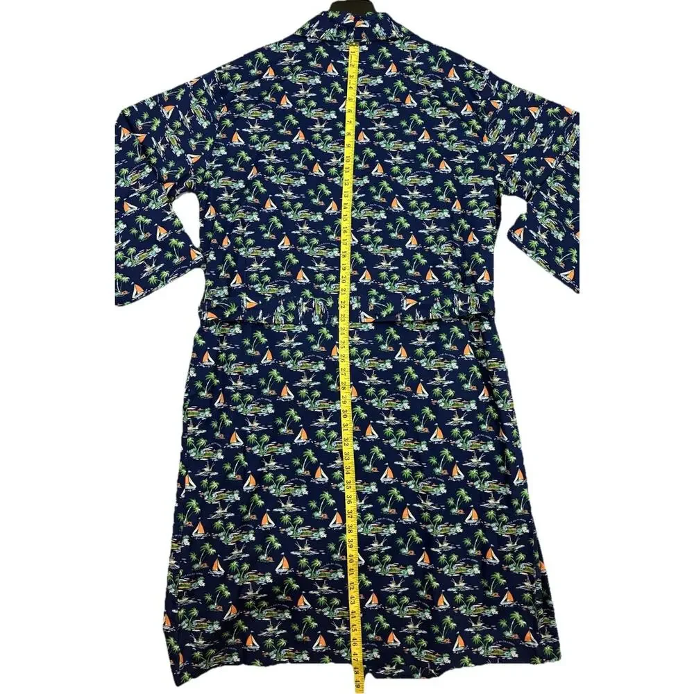 Polo Ralph Lauren Robe Mens Small Medium Navy Scenic Island Sailboat Cotton NWT